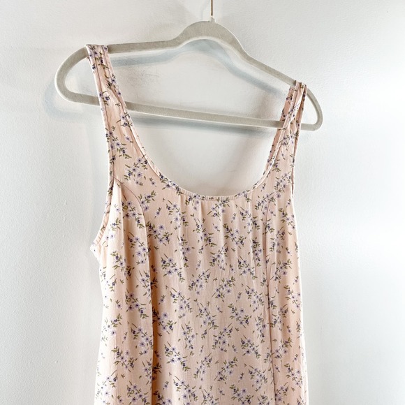 American Eagle Squareneck Floral Slip Mini Dress Smoked Back Pink Medium - Picture 7 of 15